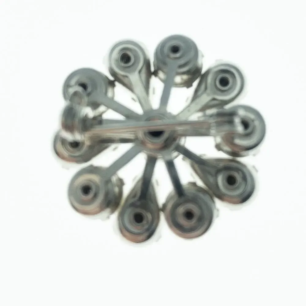 Vintage Rhinestone Flower Brooch Silver Tone Starburst Pin 1.5